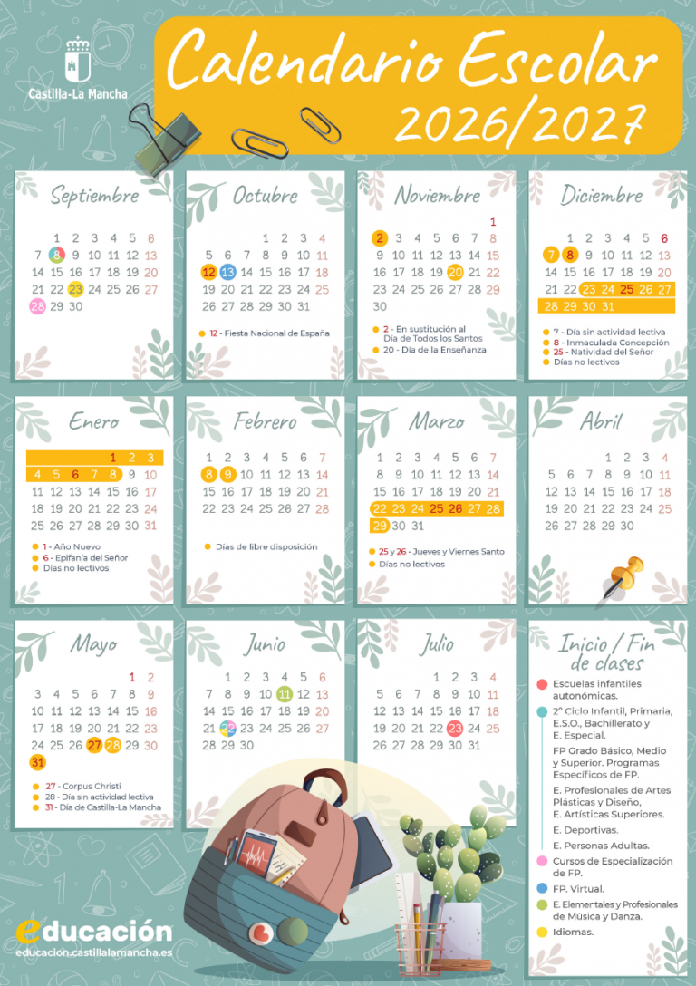 Calendario escolar 2026-27
