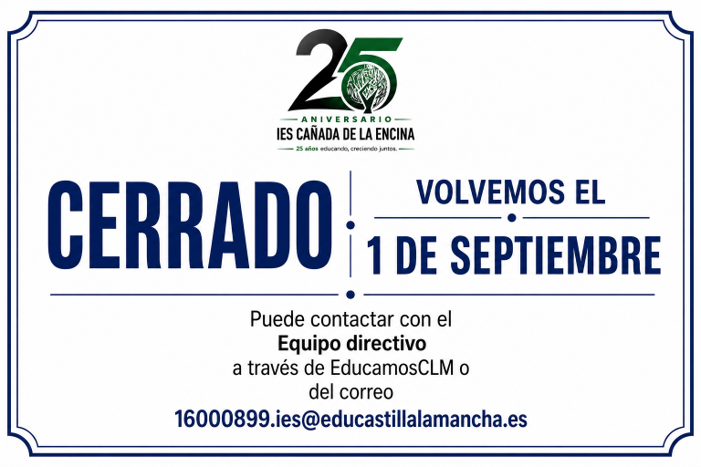 Volvemos el 1 de septiembre